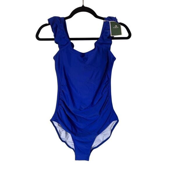 Eomenie Dresses & Skirts - Eomenie Women's Blue One Piece Ruffle Shoulder Swimsuit Size M
